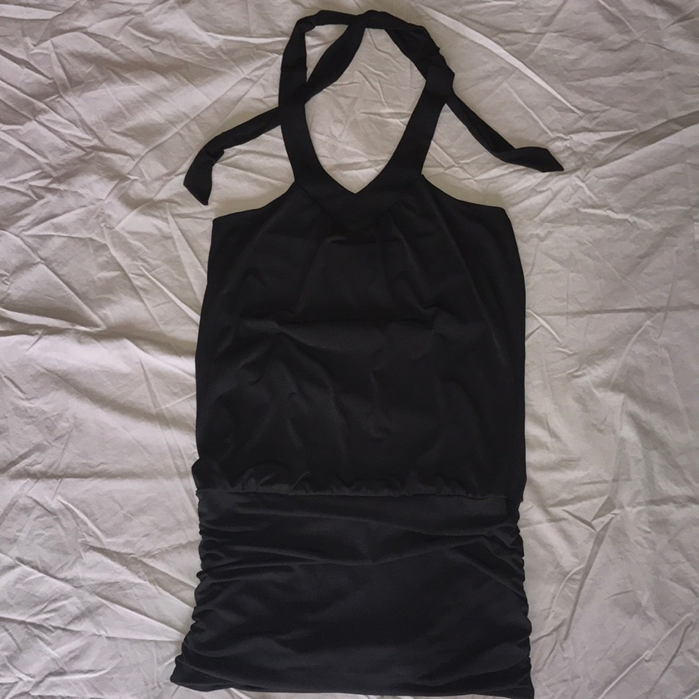 Black halter tie up cocktail/clubbing dress.